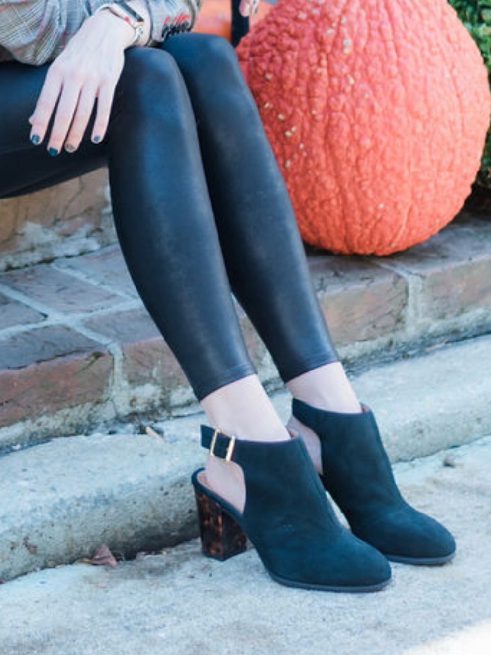 Vionic Black Suede Open-Back Block Heel Mules